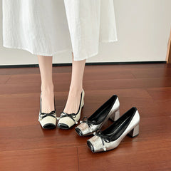 Aiertu  Patent Leather Ballet Flats Rome Shearling Rubber High Fur Hoof Heels Patent Leather Ballet Flats Fur Rome Shearling Rubber High Aiertu