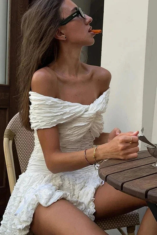 Aiertu - Off Shoulder Backless Bodycon Mini Dress Aiertu