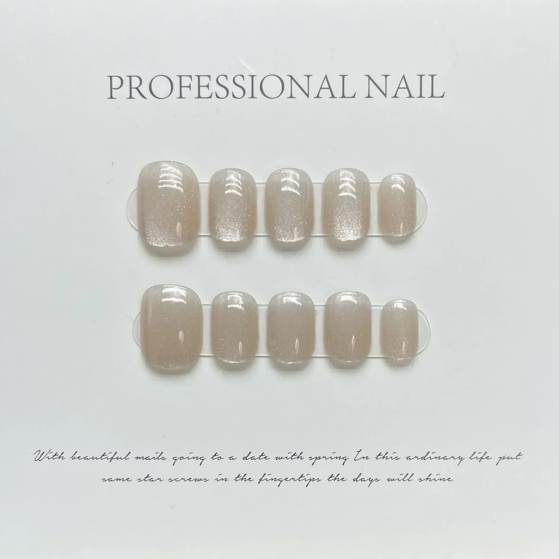 Aiertu 10Pcs Cat Eye Handmade Press On Nails with Gradient Design False Nails Full Cover French Ballerina Wearable Artificial Nail Tips Aiertu