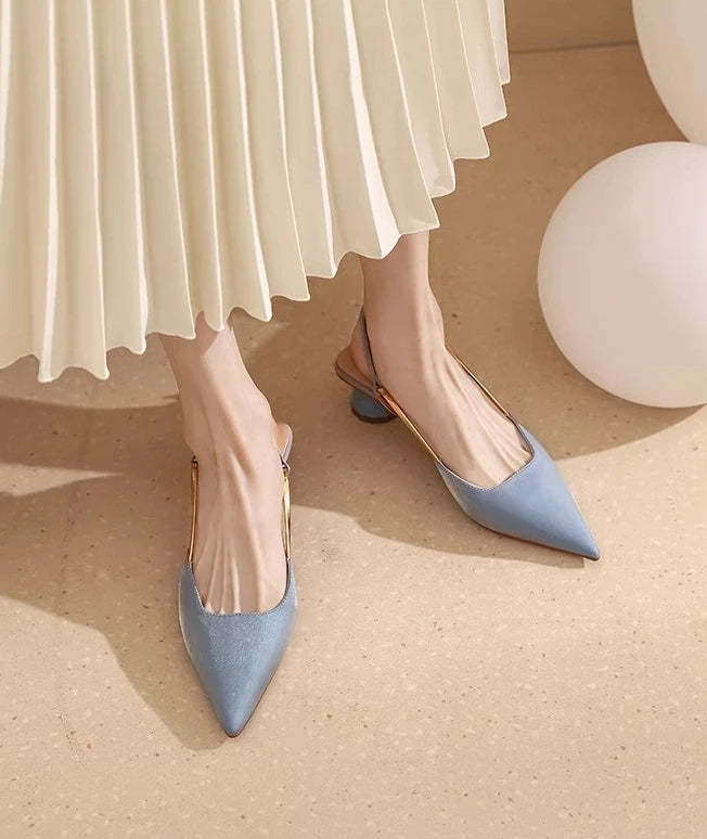 Aiertu  -  French Satin Style Sandals 2025 Spring Women New Baotou Mid Heel Design Luxury Pointed Versatile Single Shoes Aiertu