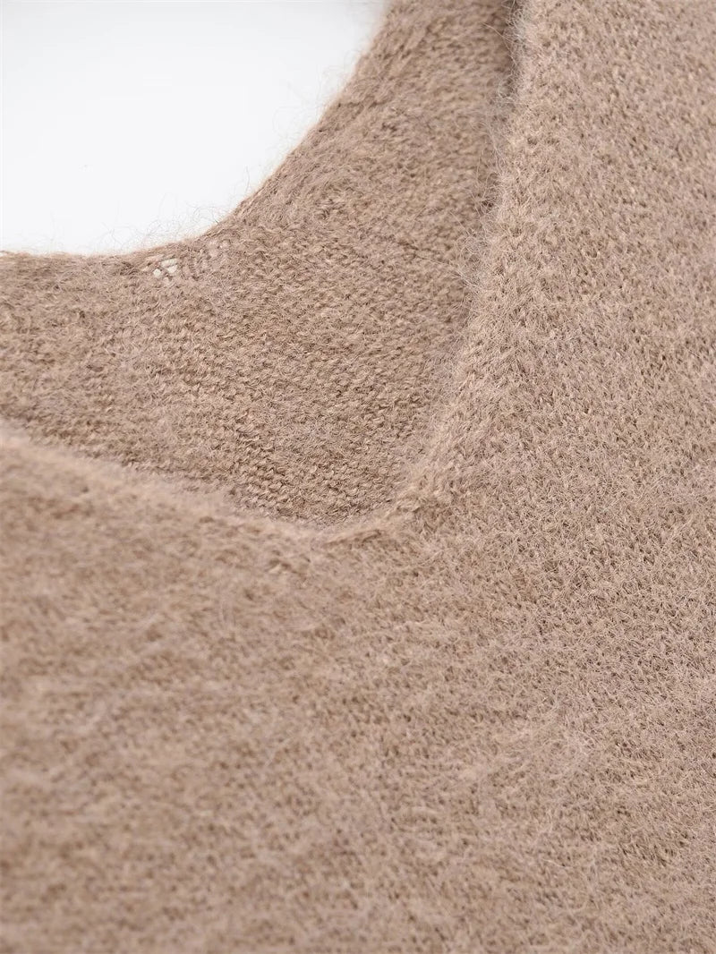 Aiertu  -  casual winter outfits Women Solid Knitted V-Neck Pullover 2024 Autumn Winter Long Sleeve Soft Basic Loose Sweater Lady Resilience Jumper Aiertu