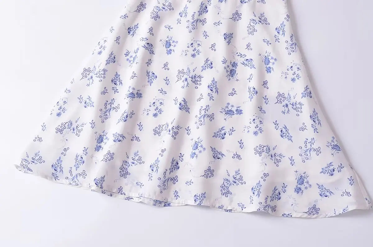 Aiertu  -  French Retro Slim Fit Small Flying Sleeves Printed Dress Women Summer New Short Floral Skirt Aiertu