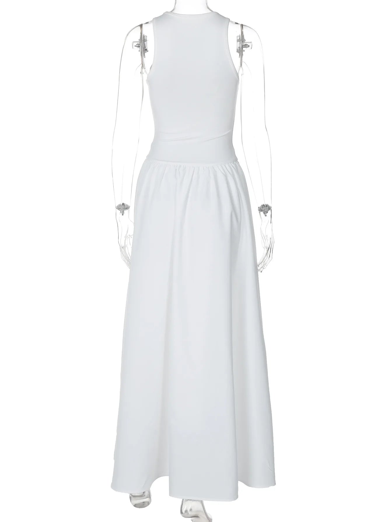 Aiertu  -  Fashion O-neck Sleeveless Long Tank Dresses for Women White 2026 Summer Casual Office Lady High Waist A-line Black Holiday Dress Aiertu