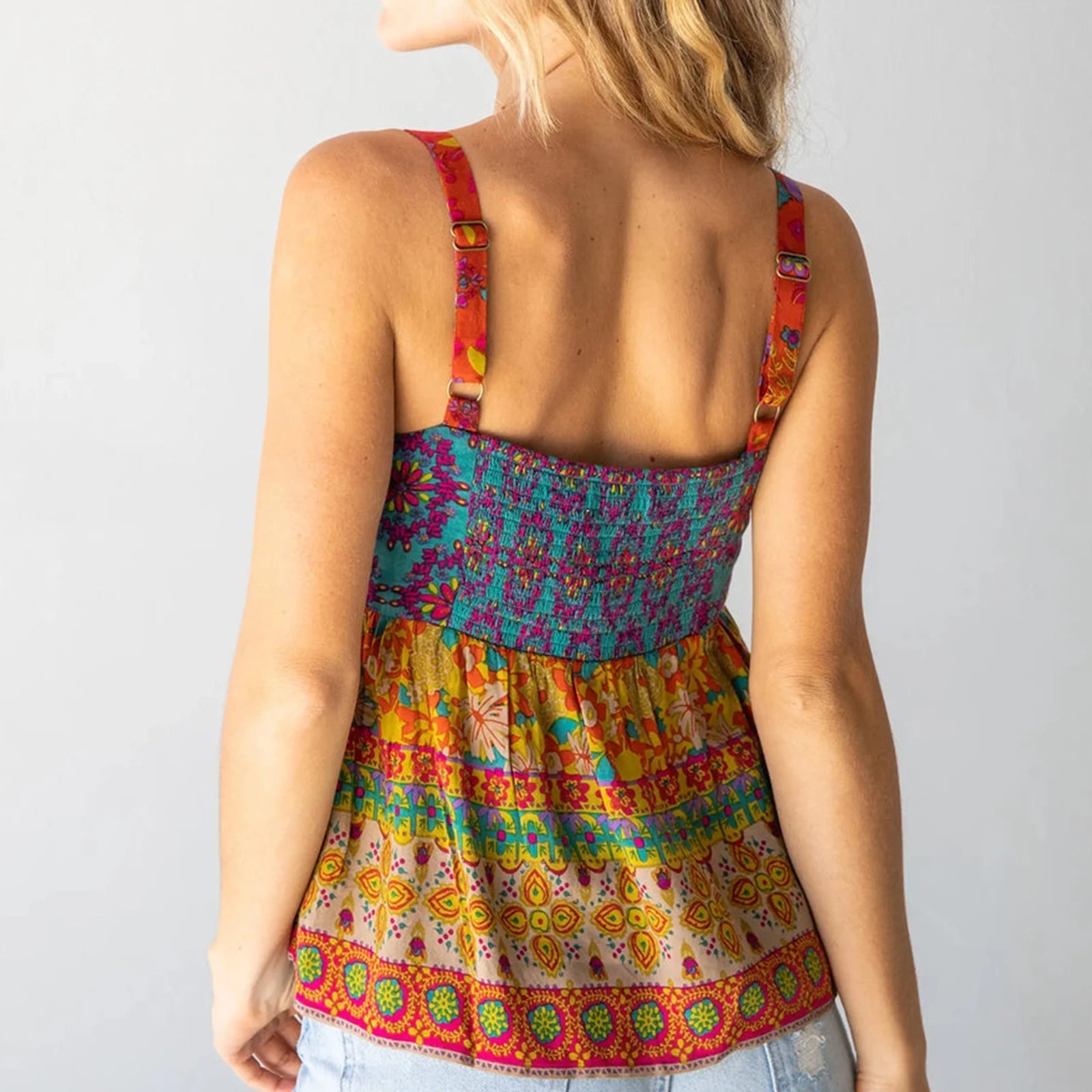 Aiertu  -  Women Summer Camisole Casual Vintage Floral Print Spaghetti Strap Tank Tops Sleeveless T-Shirt for Club Streetwear Aiertu