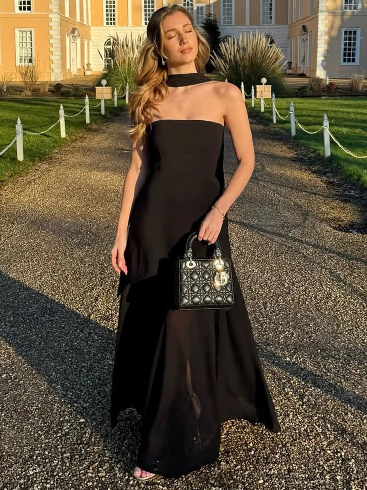 Aiertu  Lace Patchwork Tube Top Dress Women 2025 Summer Fashion High Waist Off Shoulder Maxi Dress Vacation Elegant Party Dress Aiertu