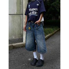 Aiertu  -  Summer Blue Baggy Denim Shorts Women Y2k Vintage 2000s Wide Leg Washed High Waist Streetwear Casual Fashion Loose Trousers Aiertu