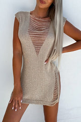 Aiertu  -Sexy Solid Hollowed Out See-through Swimwears Cover Up aiertu