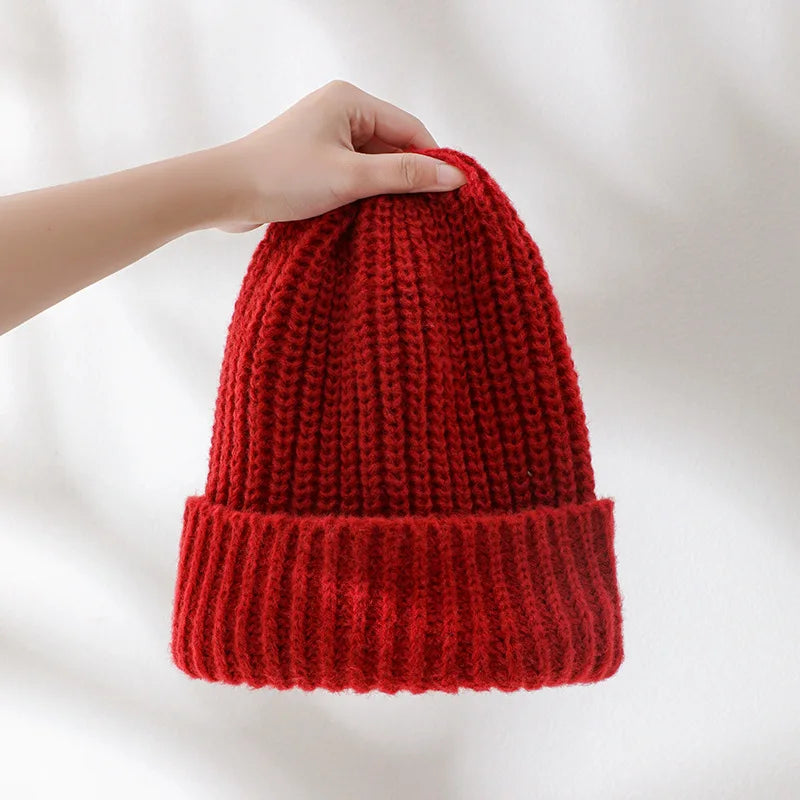 Aiertu  -  Winter Knitted Hat Women Korean Fashion Solid Outdoor Warm Beanies All-match Casual Elastic Comfortable Cap Aiertu