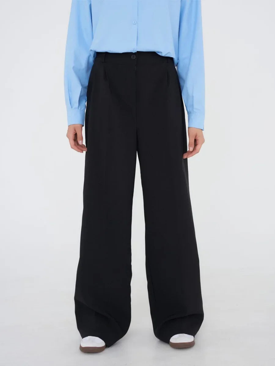 Aiertu  -  Summer New Loose High Waisted Pants Spring Women's Office Lady Retro Wide Leg Pants Temperament Slim Fit Suit Pants Aiertu