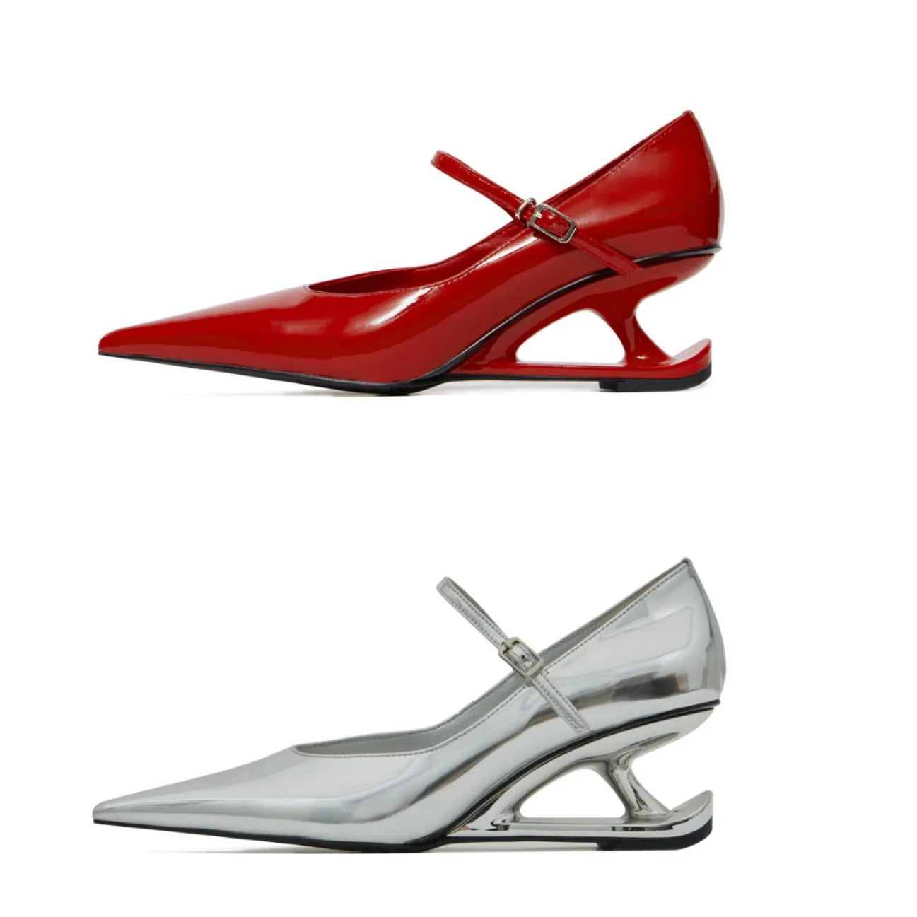 Aiertu    -  NEW Red Heel Women's Mary Jane Shoes 2025 Spring New Pointed Toe Style Buckle Leather Shoes Black Fashion Party Casual Shoes Aiertu