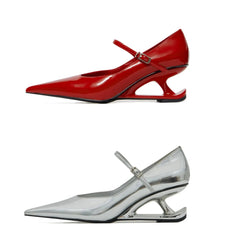 Aiertu    -  NEW Red Heel Women's Mary Jane Shoes 2025 Spring New Pointed Toe Style Buckle Leather Shoes Black Fashion Party Casual Shoes Aiertu