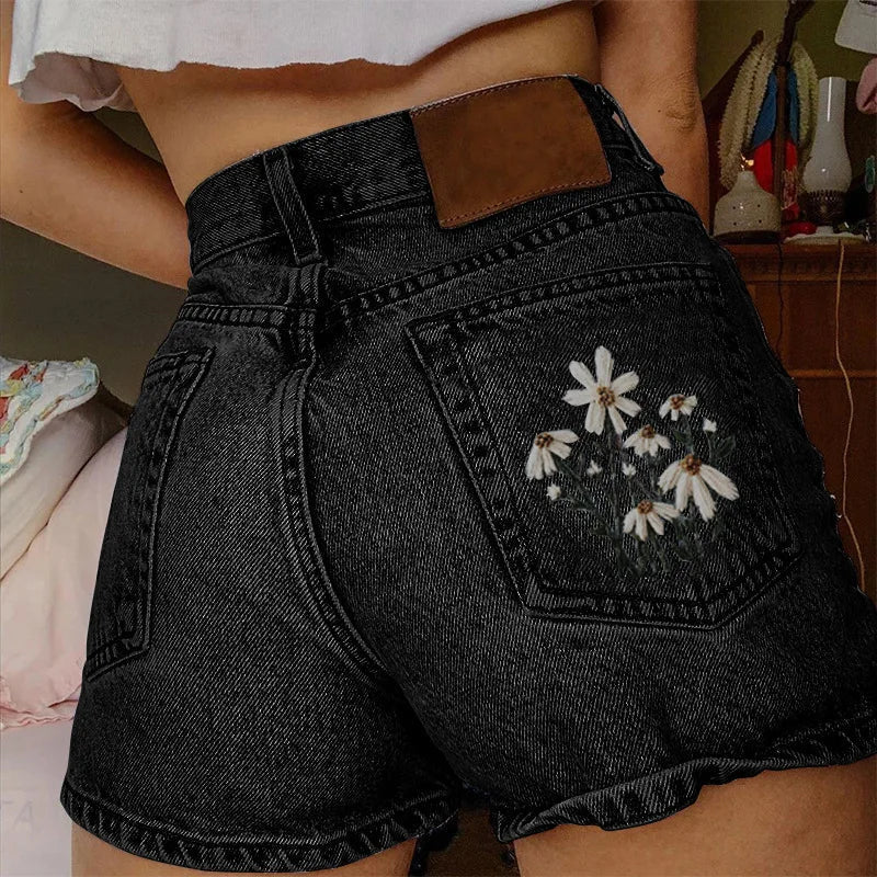 Aiertu  -  Literary retro women's denim shorts multi-bag printing summer versatile ins Internet celebrity style Aiertu