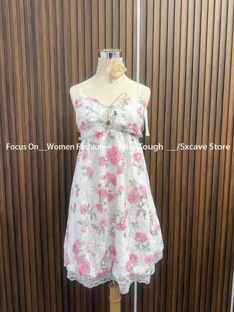 Aiertu  -  Summer French Style Floral Blouse Woman Chiffon Casual Sexy Tops Sweet Korean Fashion Ruffled Tops Spicy Girls Cyaru Aiertu