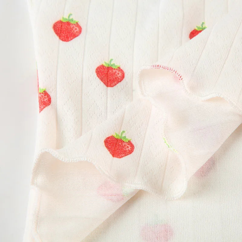 Aiertu  -  Strawberry Printed Tank Top Straight Leg Pants 2 Piece Set Women's Color Contrasting Pajama Leisure Suit Homewear Aiertu