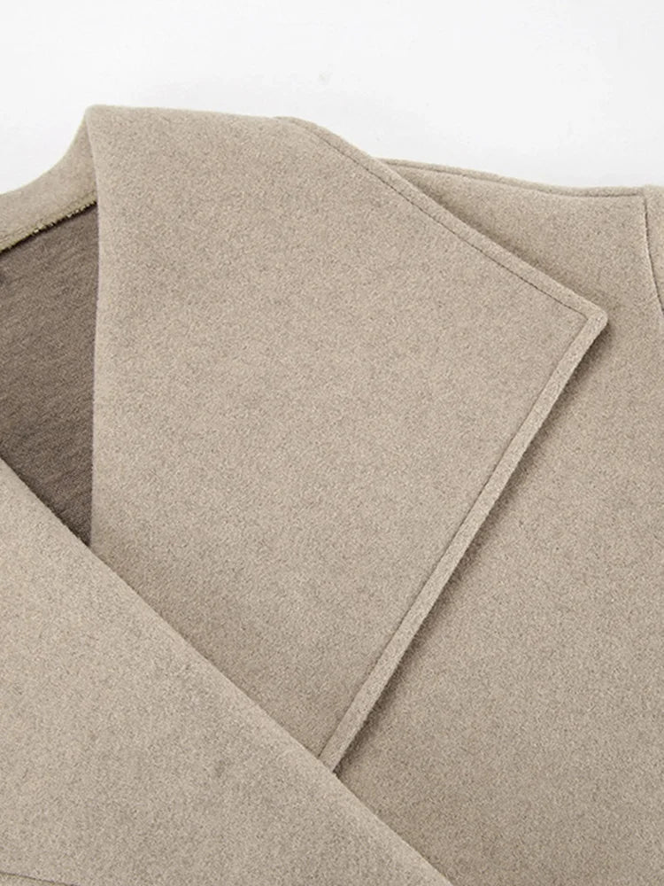 Aiertu  -  Double Breasted Solid Women Coat Long Sleeve Turn-down Collar Female Jacket Fashion Loose Elegant Autumn Lady Outwear Aiertu