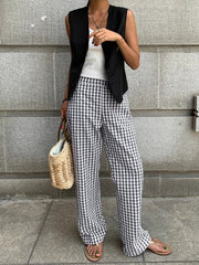 Aiertu  Casual Plaid Wide Leg Pants shopify