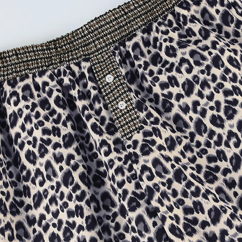 Aiertu  -  Wild Spice Girls Street Leopard Print Plaid Personality Loose Casual Pants Niche Loose Straight Skinny Low Waist Pants Aiertu