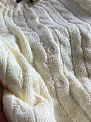 Aiertu  -  Preppy Style Solid Twisted Cardigan Sweater Women Crew Neck Single Breasted Jumpers Vintage Simple Long Sleeve Knitted Outerwear Aiertu