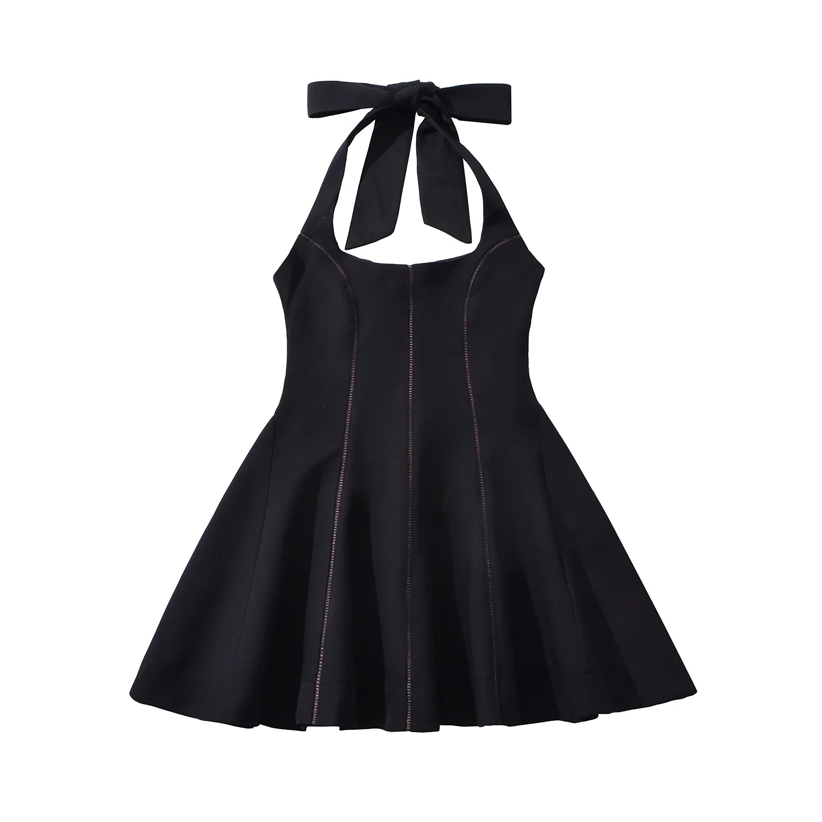 Aiertu  -  4 colors Sexy Bow Halter Sling Dress Women Spliced Hollow Out Hole Line Slim Waist Ball Gown Backless Dresses Party Robe Aiertu
