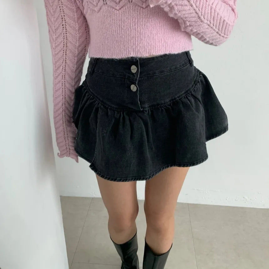 Aiertu  -  Korean Y2K Sheath High Waist Solid Color Shorts Skirts 2025 Spring Women's Slim Fit Hotsweet Sexy Style Harajuku Denim Skirt Aiertu