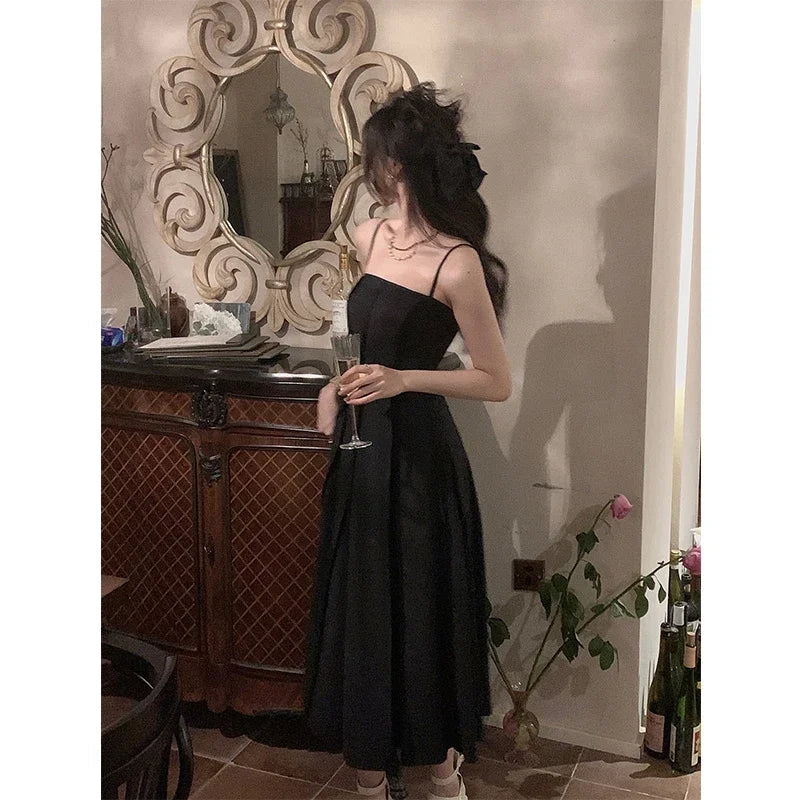 Aiertu  -  Vintage White Spaghetti Strap Casual Chiffon Midi Dress Summer Sleeveless Elegant Party Vestidos Fashion Robe Clothes for Women Aiertu