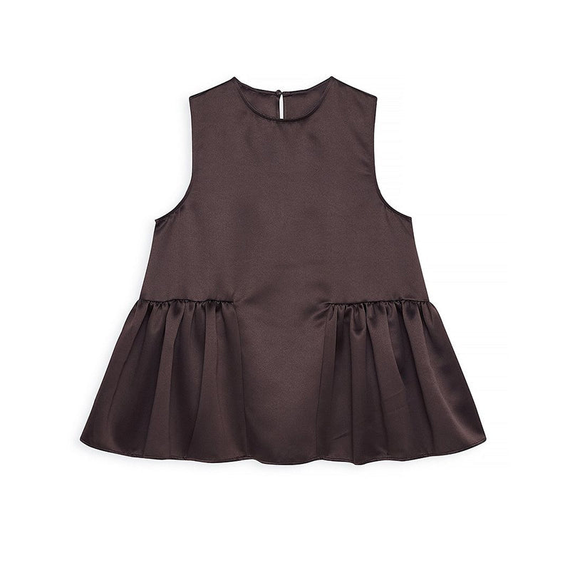 Aiertu  -  Casual Street Solid Sleeveless Shirt Women Fashion Loose Pleated O-neck Large Hem Tops Female 2025 Spring Versatile Chic Tops Aiertu