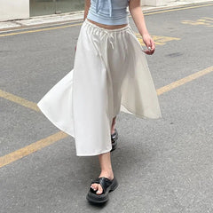 Aiertu  -  Skirt Lace-Up French Style Fairy Solid Color Women'S Loose Long Skirt That Covers The Flesh And Looks Slimming Leisure Skirt Aiertu