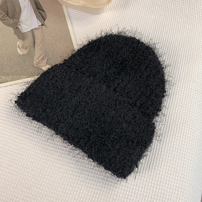 Aiertu  -  8 Colors Unisex Solid Color Big Head Knitted Hat Beanies Winter Hats For Woman Bonnet Adult Cover Head Cap Warm Skullies Caps Aiertu