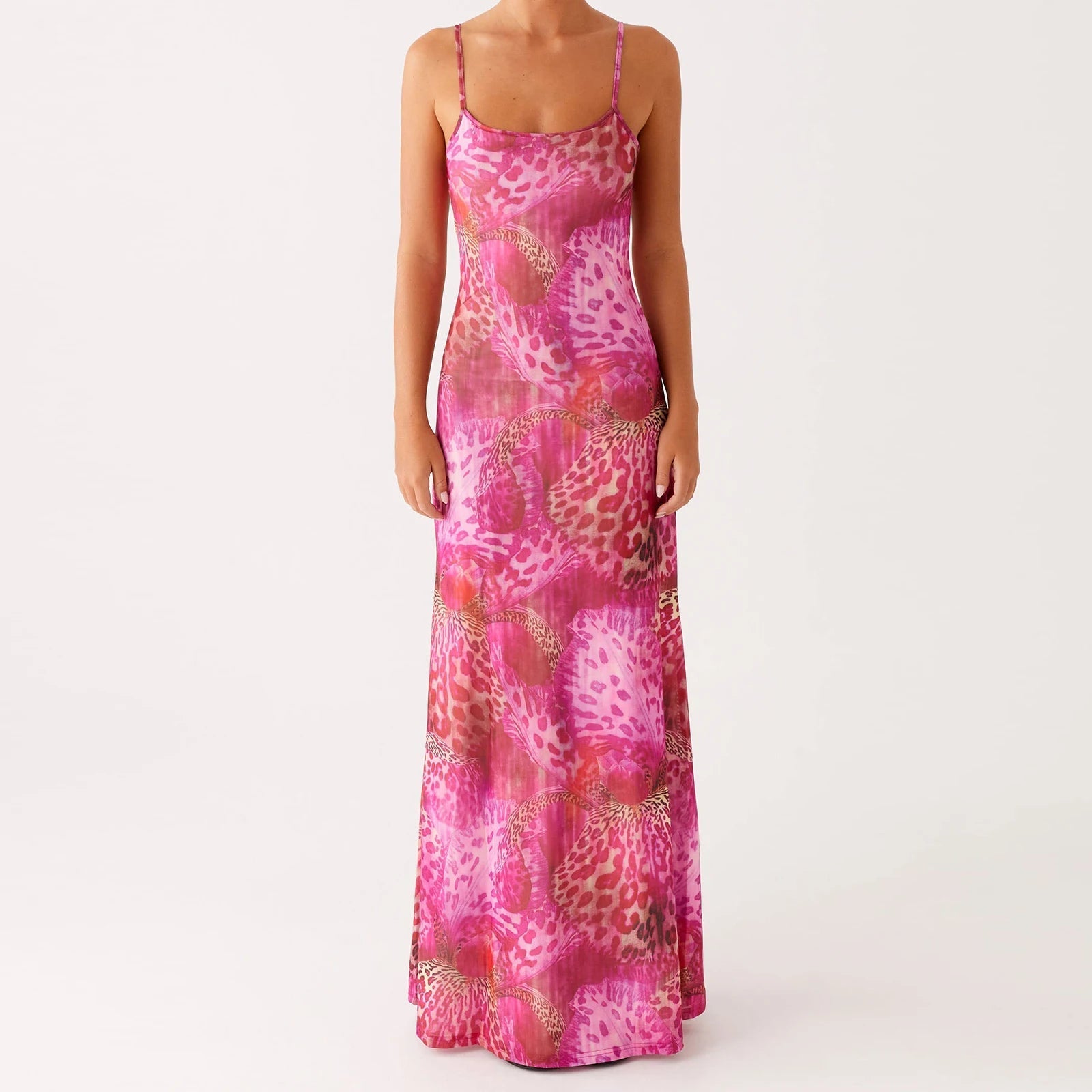 Aiertu  -  Women Floral Tube Maxi Dress with Scarf Sexy Strapless Backless Bodycon Long Dress Summer Mesh Cocktail Sundress Aiertu
