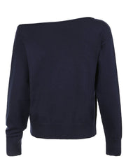 Aiertu - summer inspo Dark Blue Solid Minimalist Style Autumn Winter Sweaters Women White Simple Basic Casual Loose Knitted Pullover Jumpers Aiertu