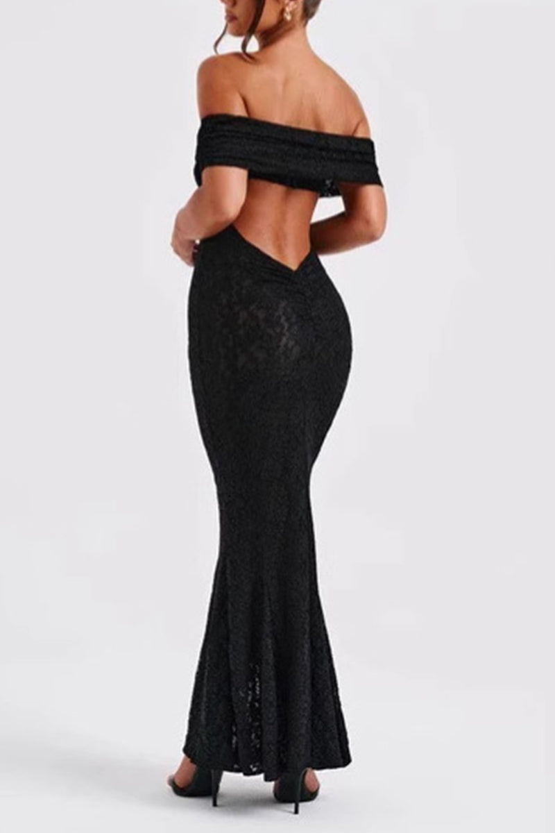 Aiertu  -  Sexy Lace Backless Fishtail Off Shoulder Long Dresses Aiertu