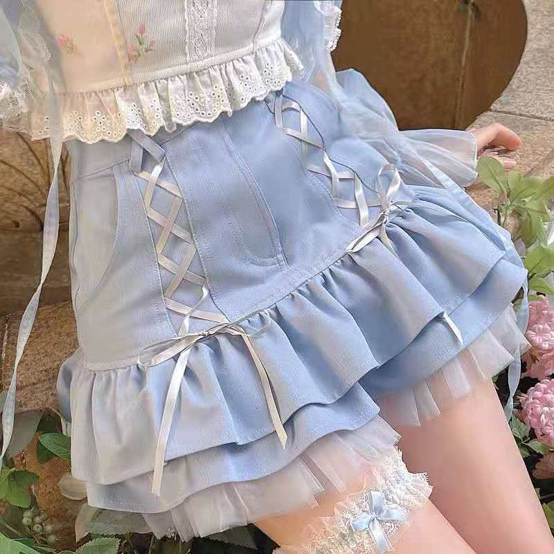 Aiertu - Kawaii Lolita Lace Bandage Skirt Aiertu