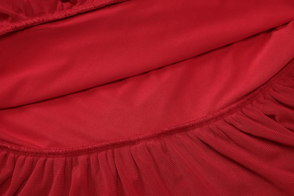 Aiertu  -  Woman Clothes Strapless Ruffles Short Wrap Dress Red Streetwear 2026 Summer Sleeveless Backless Ruched Party Night Club Dresses Aiertu