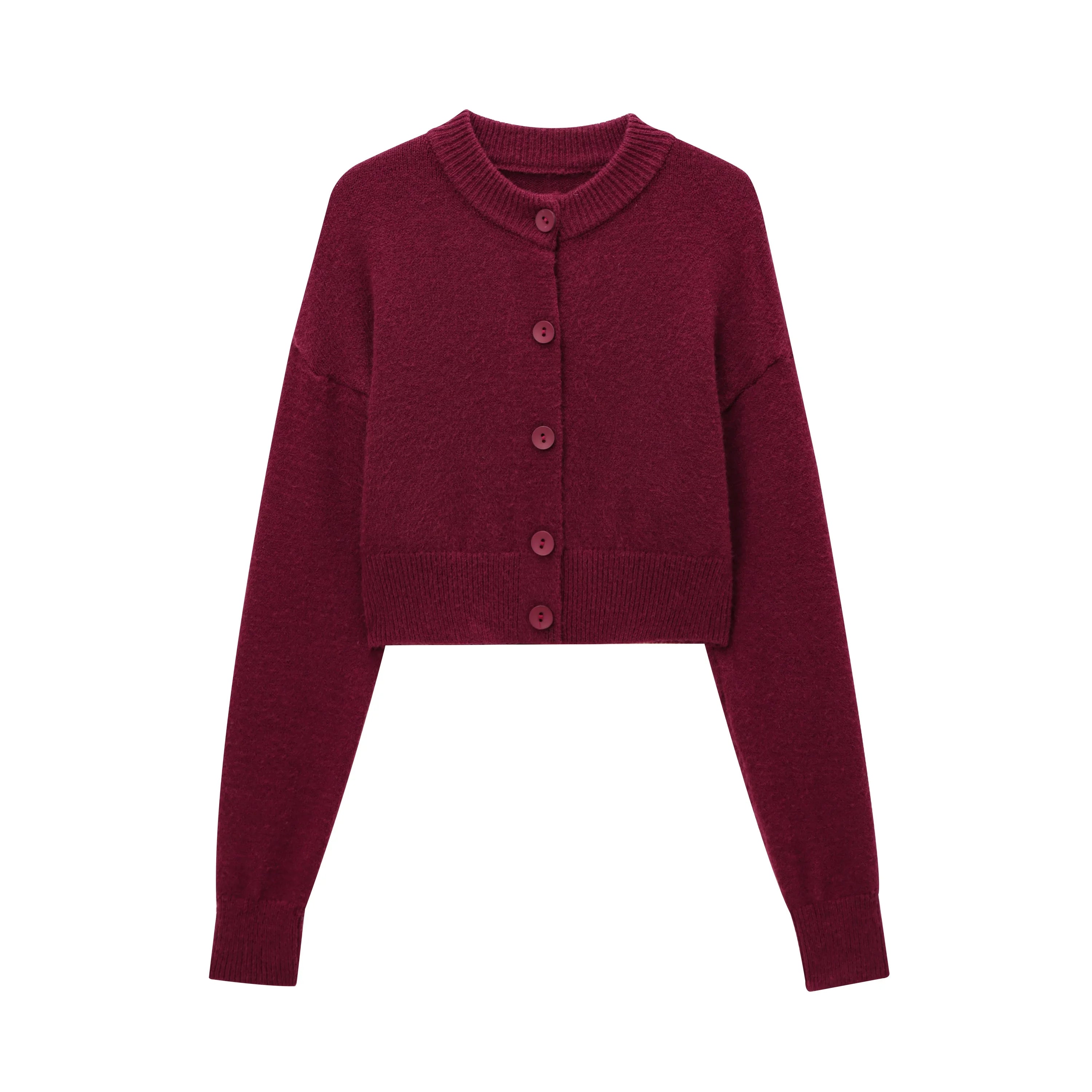 Aiertu  -  Women Cropped Knit Cardigan Sweater Single Breasted Long Sleeve O Neck Coat Elegant Solid Outerwear Female Chic Top Aiertu