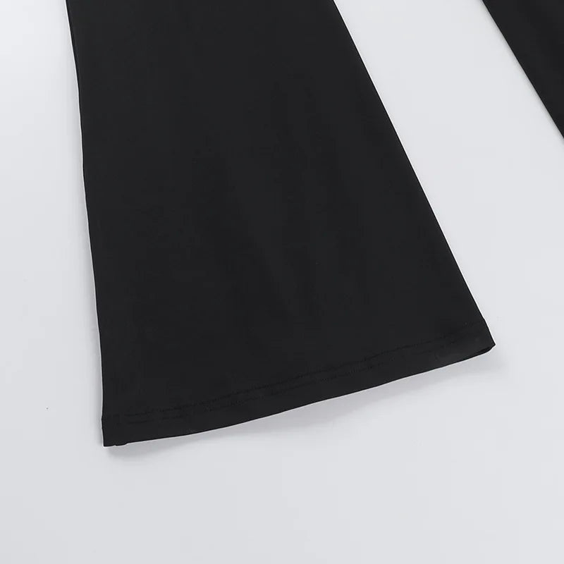 Aiertu  -  Women's Summer Full Length Flare Pants Jumpsuits 2025 Elegant Halter Backless Lace Patchwork Black Overalls Female High Street Aiertu