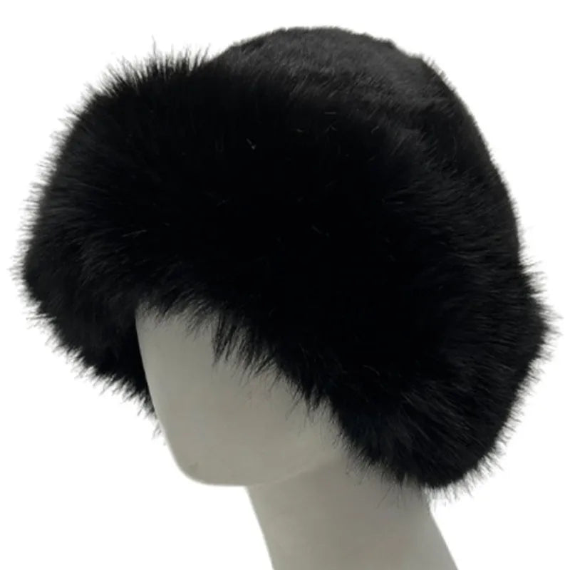 Aiertu  -  Winter Faux Fox Fur Bucket Hats For Women Soft Thickened Plush Fisherman Hat Outdoor Windproof Warm Beanies Caps Ski Panama Cap Aiertu