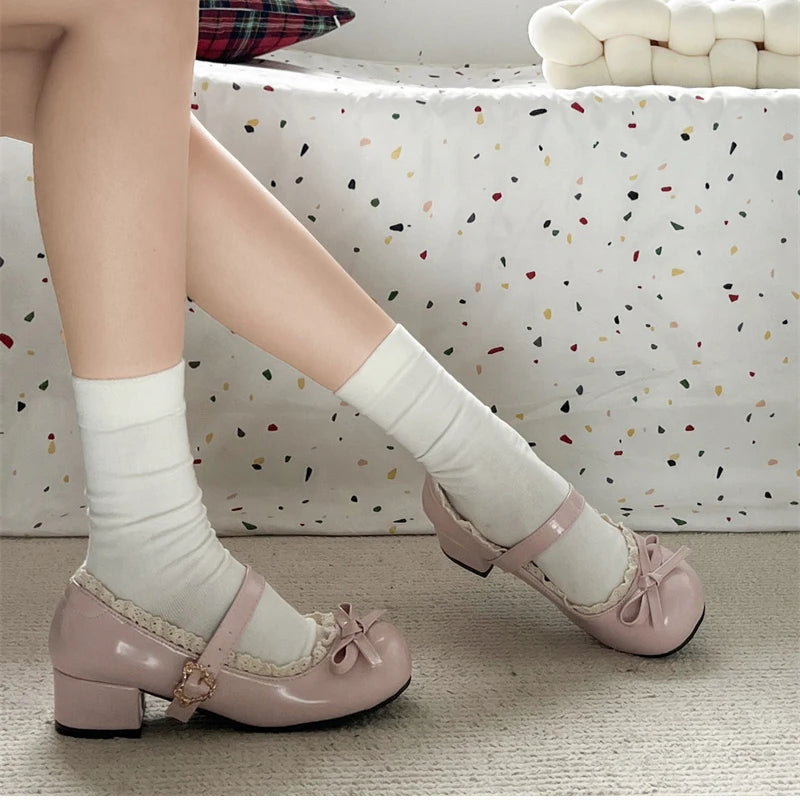 Aiertu  -  Fashion JK Women Mary Jane Shoes Ladies Causal Shallow Butterfly-knot Shoes Spring Autumn Female Leather Shoes Aiertu
