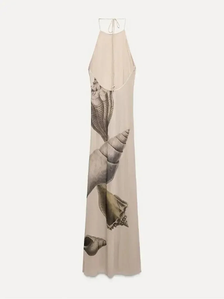 Aiertu  -  Elegant Backless Lace-up Print Long Dress For Women Fashion Off Shoulder Sleeveless Bodycon Maxi Dresses 2026 Lady Vocation Robe Aiertu