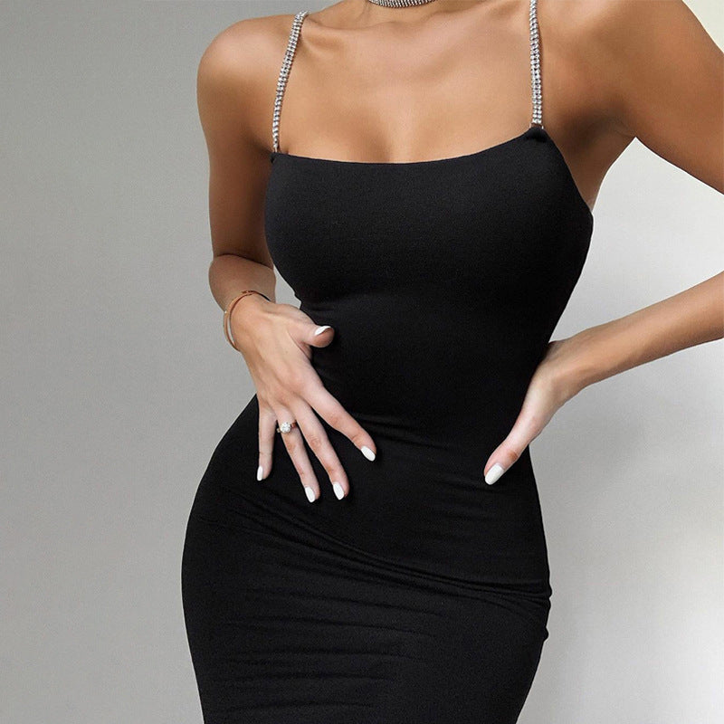 Aiertu - Slim-fit Diamond Sling Dress with Backpack Aiertu