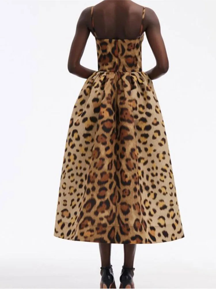 Aiertu  -  Women Sexy Leopard Print Wrapped Chest Long Dress Elegant Backless Pleated Hem High Waist Dresses 2026 New Lady Party Robes Aiertu