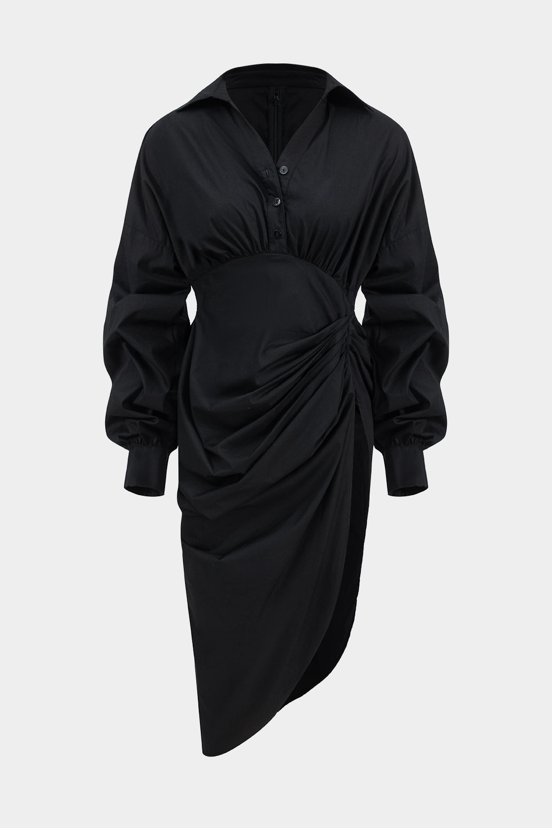 Aiertu  V-Neck Ruched Slit Midi Dress Aiertu