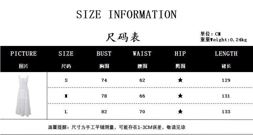 Aiertu  -  Summer New White Lace Patchwork Maxi Dress for Women Sexy Square Collar Sleeveless Holidays Party Dressers Club Outfits 2025 Aiertu