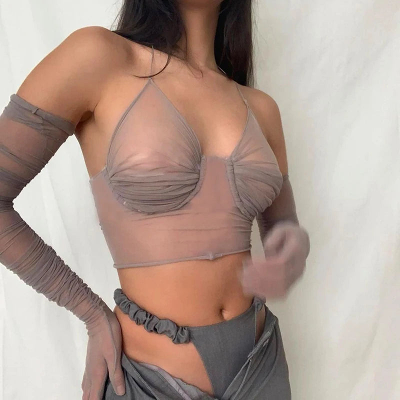 Aiertu  -  2026 New Arrivals Summer Women Backless Sahes Bow Fashionable Sweet Long Sleeve Halter Top T114296K Aiertu
