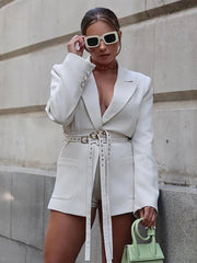 Aiertu  -  Slim Fit Double Belt Suit Jacket Patchwork Fashion Sexy Niche Design Vintage Casual Suits Dress Women Small Suit Coat Autumn New Aiertu