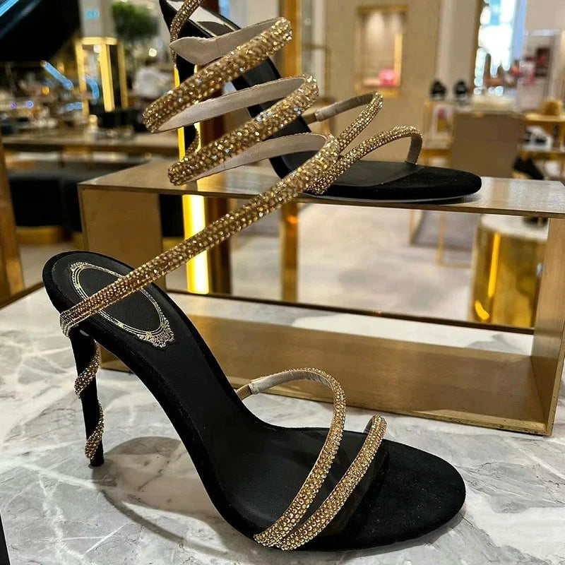 Aiertu  -  Europe Summer New High-heeled Stiletto Rhinotone Sandals Women's Large Size Heels Aiertu