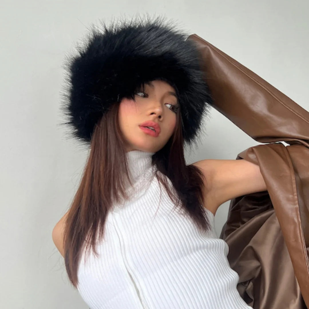Aiertu  -  Fluffy Faux Fur Beanie Hats For Women Girl Winter Outdoor Thick Plush Keep Warm Russian Ski Hat Luxury Fashion Party Panama Caps Aiertu