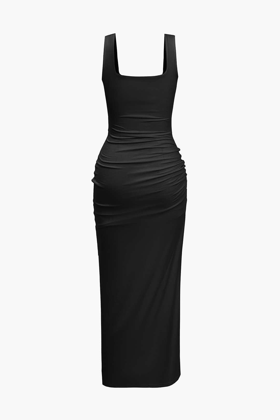 Aiertu  Solid Twist Front Cut Out Slit Midi Dress Aiertu