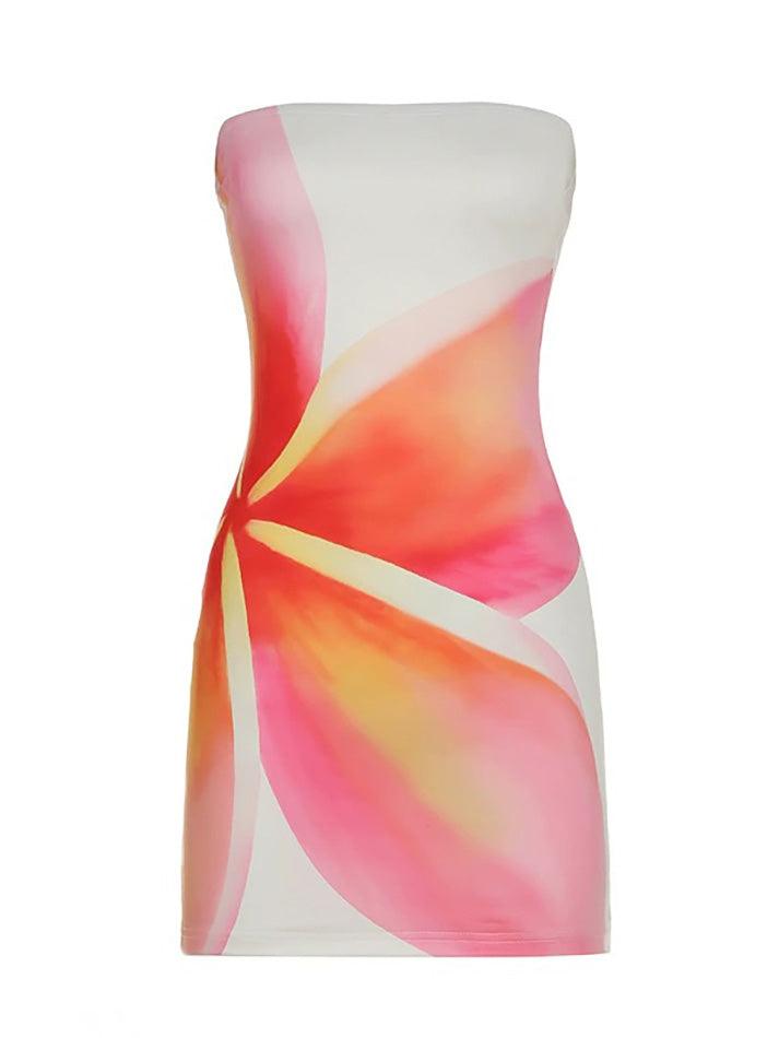 Aiertu  -Contrast Print Bandeau Mini Dress aiertu