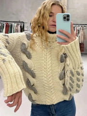Aiertu  -  Women Sweet Knitted Sweaters Autumn Winter Round Neck Long Sleeve Knitwear Cozy and Stylish Solid Color Commuting Pullovers New Aiertu