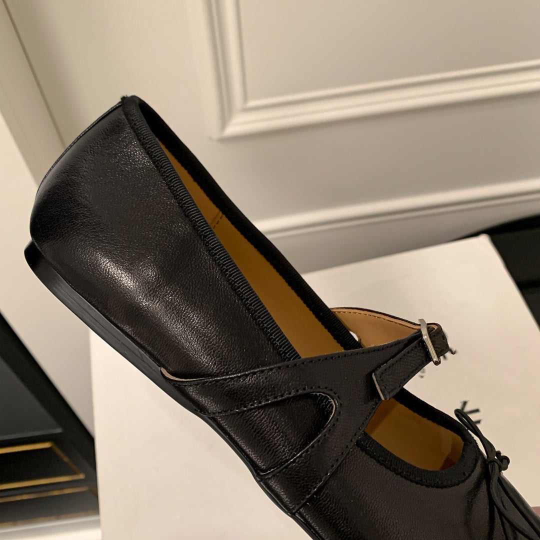 Aiertu  -  Women's genuine leather round toe slip-on Mary Jane ballet flats sweet bowtie high quality soft comfortable ballerinas shoes hot Aiertu